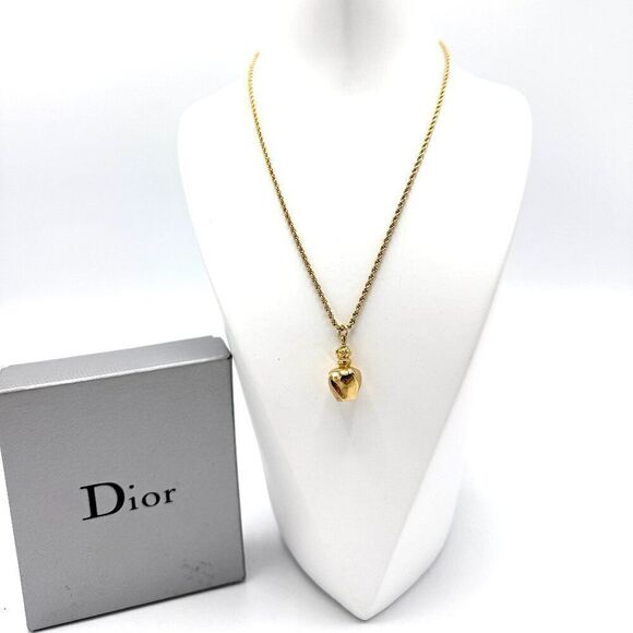 Dior Golden Perfume Bottle CD GHW Necklace - Picture 1 of 5